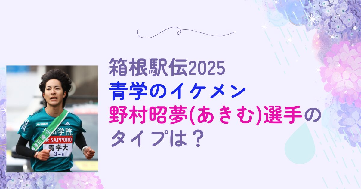 箱根駅伝2025　青学　野村昭夢　イケメン